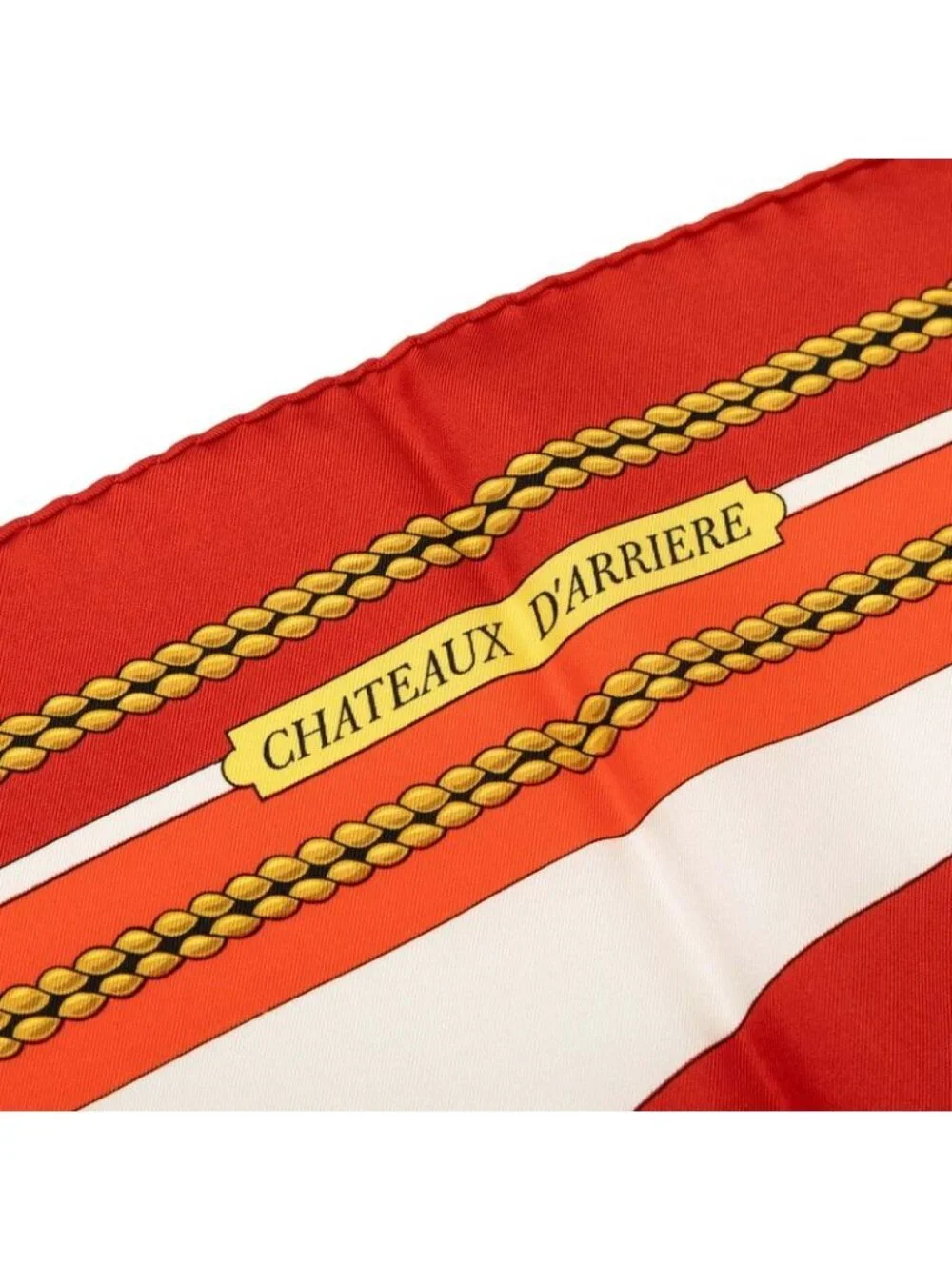 Hermes Carre 90 Chateaux D'arriere Scarf Red Silk